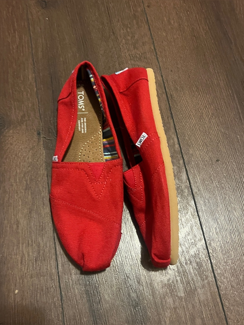 Toms Red Canvas Slip-On Shoes